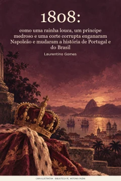 Capa de 1808 : como uma rainha louca, um príncipe medroso e uma corte corrupta enganaram Napoleão e mudaram a história de Portugal e do Brasil, por Gomes, Laurentino